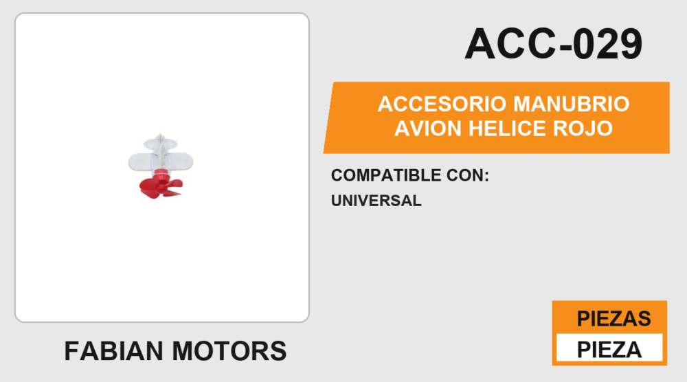 ACCESORIO MANUBRIO AVION HELICE ROJO