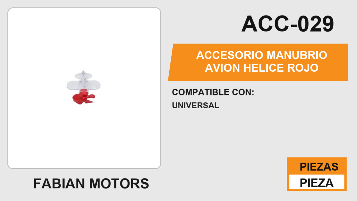 ACCESORIO MANUBRIO AVION HELICE ROJO