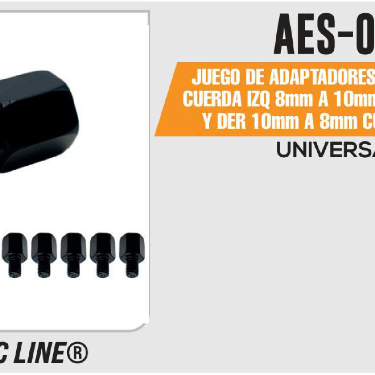 JUEGO DE ADAPTADORES PARA ESPEJO DE CUERDA IZQ 8mm A 10mm CUERDA INVERSA Y DER 10mm A 8mm