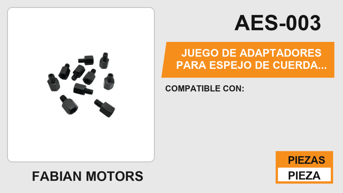JUEGO DE ADAPTADORES PARA ESPEJO DE CUERDA DERECHA 8 MM A 10 MM
