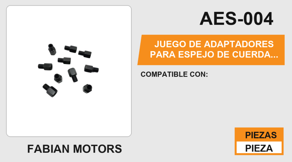 JUEGO DE ADAPTADORES PARA ESPEJO DE CUERDA DERECHA 10 MM A 8 MM