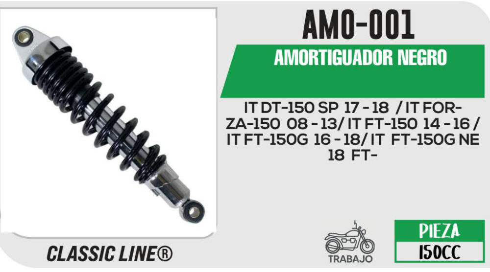 AMORTIGUADOR NEGRO / 32cm CON BUJE