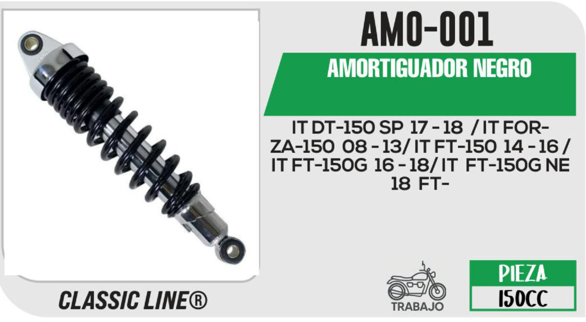 AMORTIGUADOR NEGRO / 32cm CON BUJE