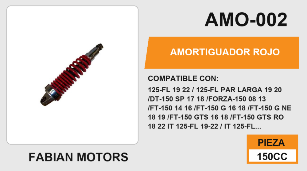 AMORTIGUADOR ROJO / 32cm CON BUJE