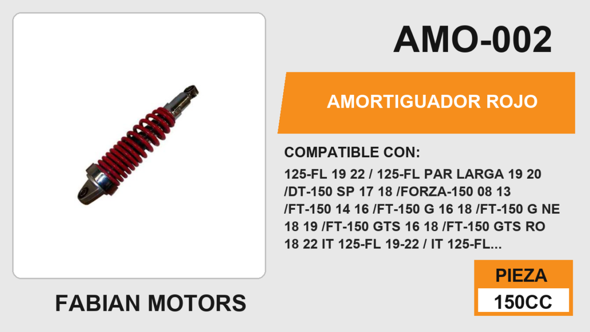 AMORTIGUADOR ROJO / 32cm CON BUJE