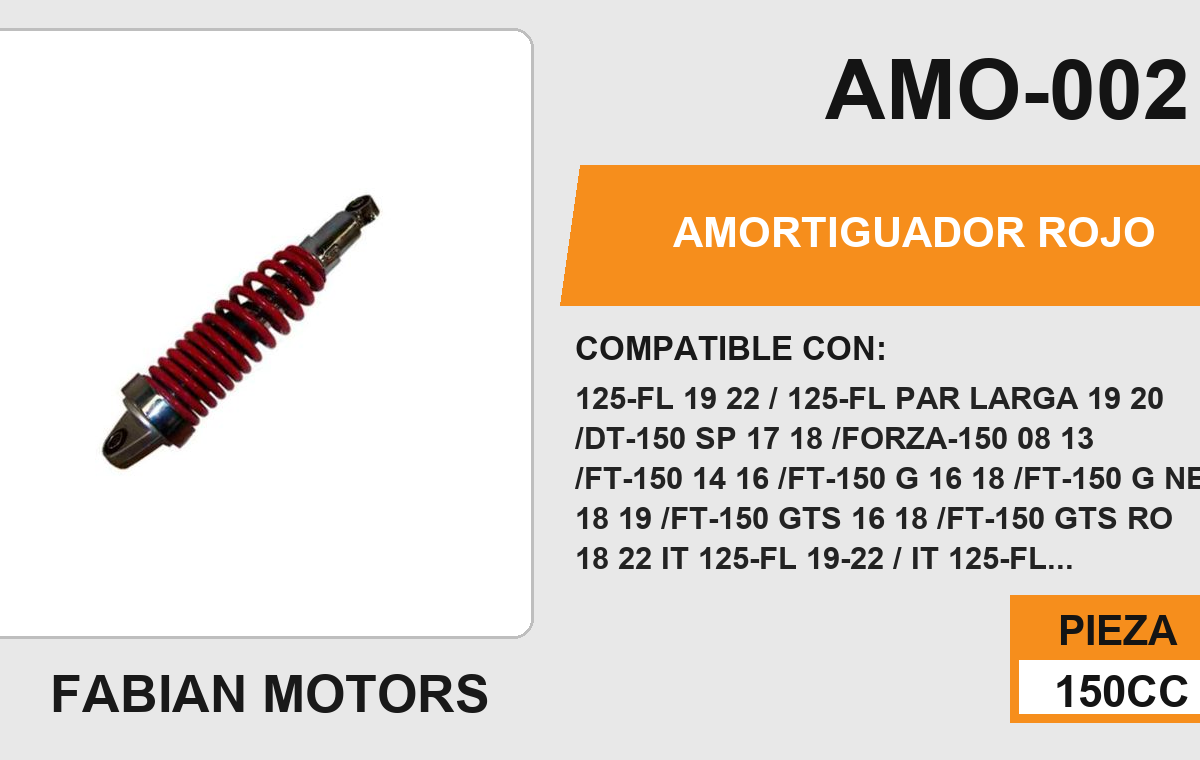 AMORTIGUADOR ROJO / 32cm CON BUJE