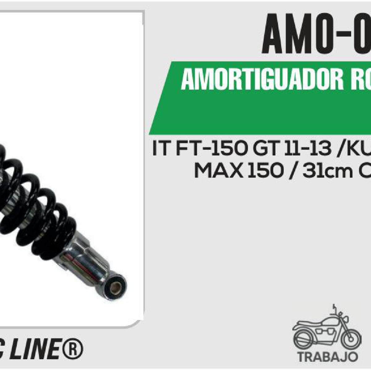 AMORTIGUADOR ROJO C/NEGRO / 31cm CON BUJE