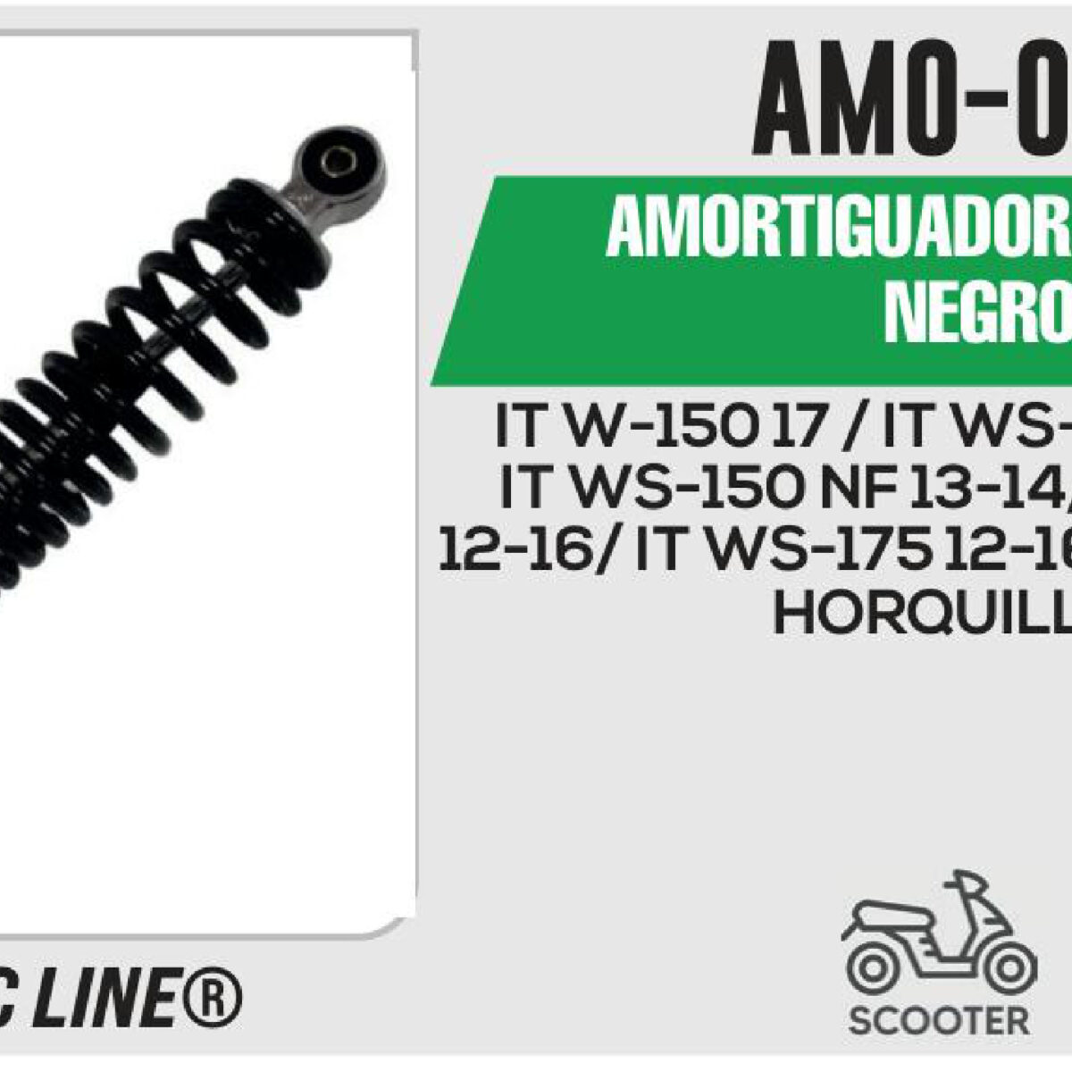 AMORTIGUADOR NEGRO / 34cm CON HORQUILLA