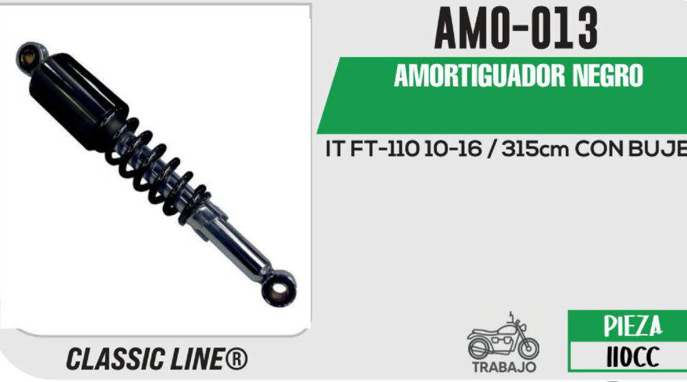 AMORTIGUADOR NEGRO / 315mm CON BUJE