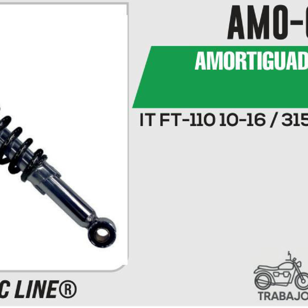 AMORTIGUADOR NEGRO / 315mm CON BUJE