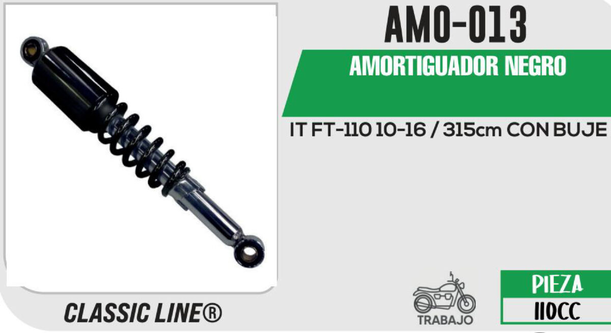 AMORTIGUADOR NEGRO / 315mm CON BUJE