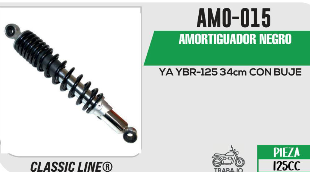 AMORTIGUADOR NEGRO 34cm CON BUJE