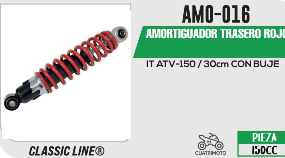 AMORTIGUADOR ROJO C/NEGRO / 30cm CON BUJE