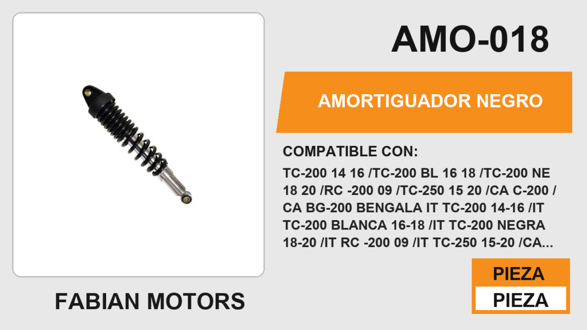AMORTIGUADOR NEGRO / 36cm CON BUJE