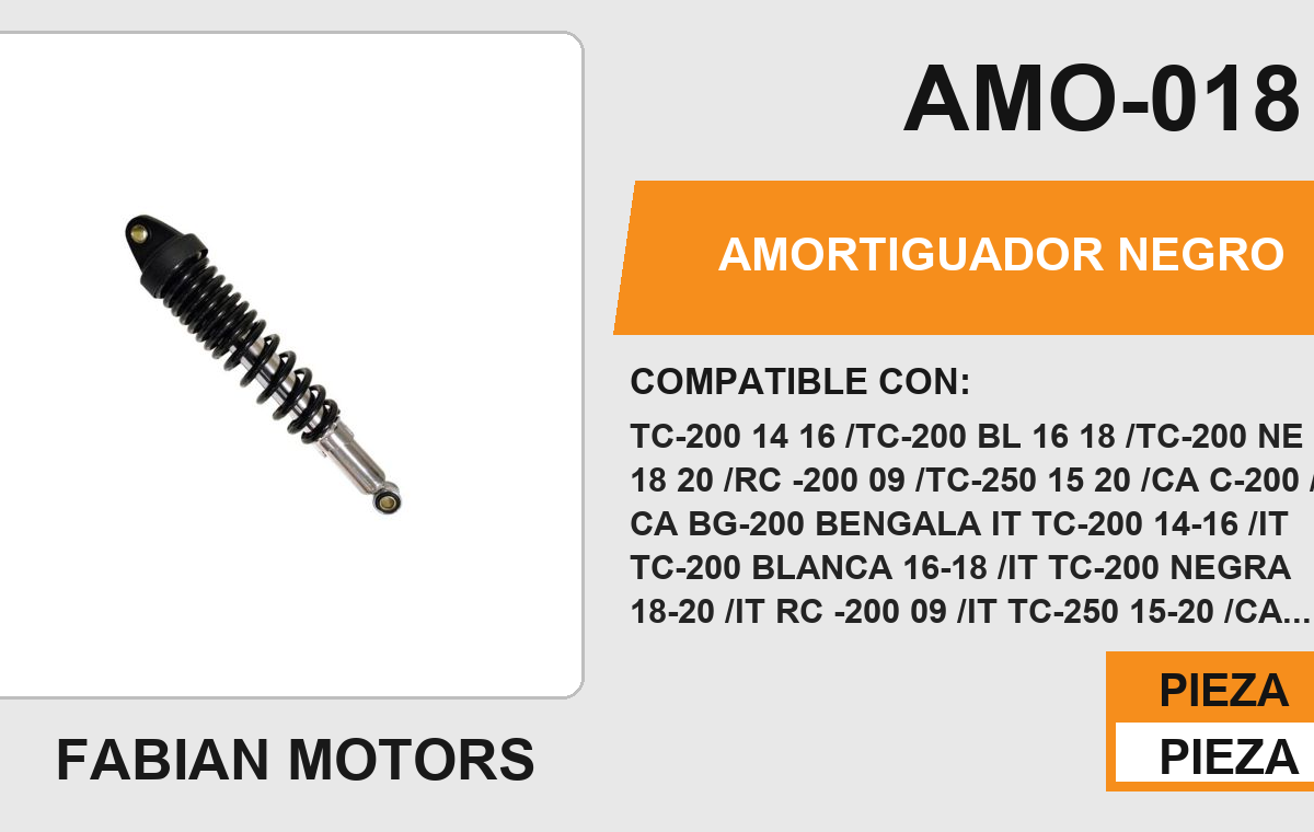 AMORTIGUADOR NEGRO / 36cm CON BUJE