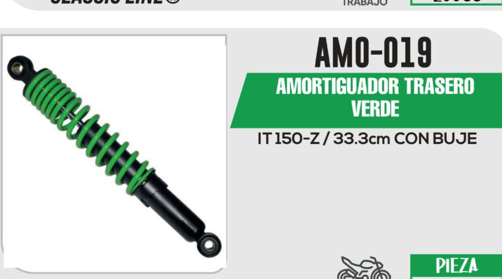 AMORTIGUADOR VERDE / 333mm CON BUJE
