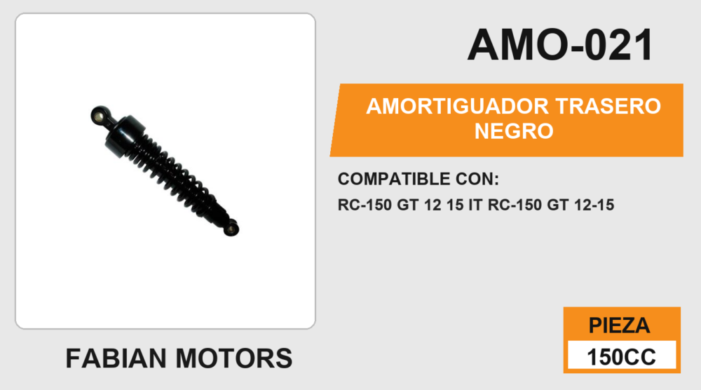 AMORTIGUADOR NEGRO / 31cm CON BUJE