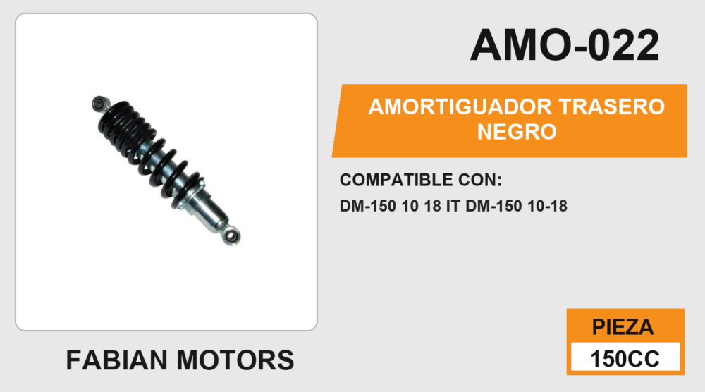 AMORTIGUADOR NEGRO / 32cm CON BUJE