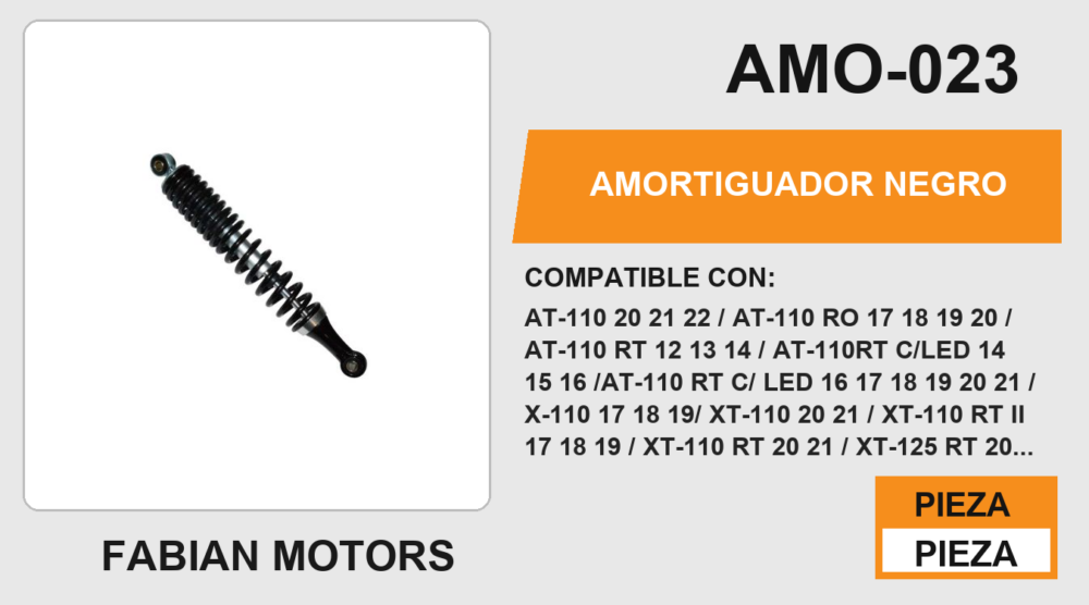 AMORTIGUADOR NEGRO / 345mm CON BUJE