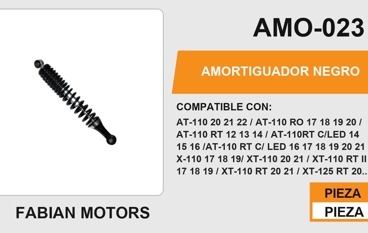 AMORTIGUADOR NEGRO / 345mm CON BUJE