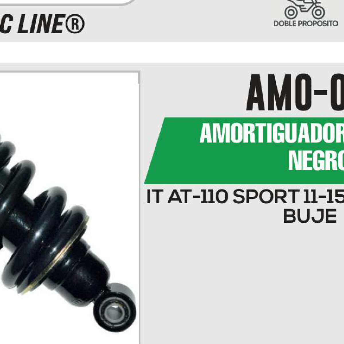 AMORTIGUADOR NEGRO / 195mm CON BUJE