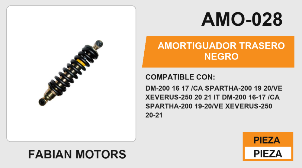 AMORTIGUADOR NEGRO 32cm CON BUJE