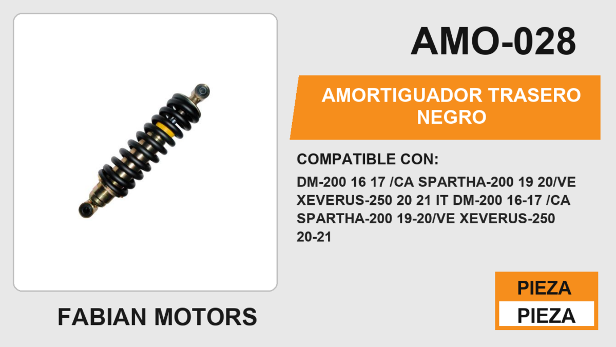AMORTIGUADOR NEGRO 32cm CON BUJE