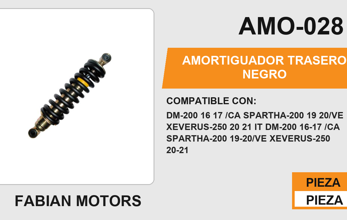 AMORTIGUADOR NEGRO 32cm CON BUJE