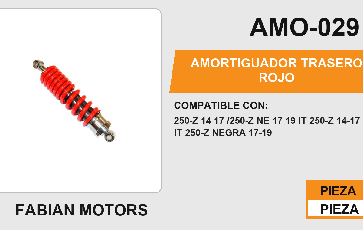 AMORTIGUADOR ROJO C/NEGRO / 34cm CON BUJE