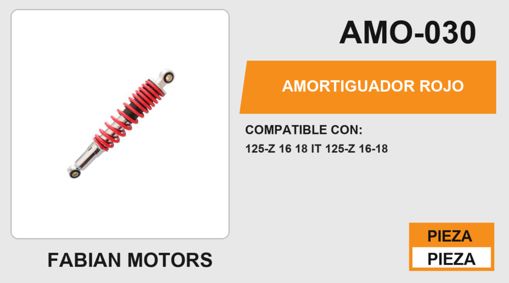 AMORTIGUADOR ROJO C/NEGRO / 315cm CON BUJE