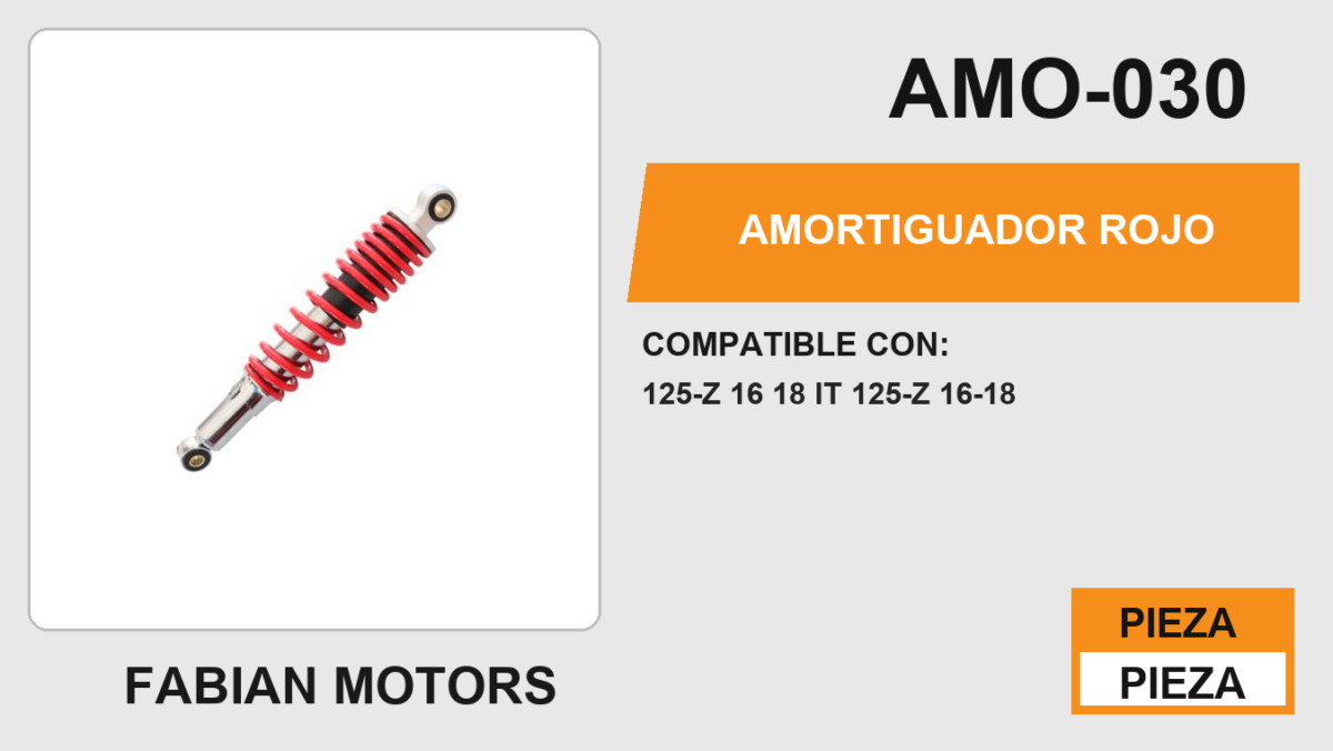 AMORTIGUADOR ROJO C/NEGRO / 315cm CON BUJE