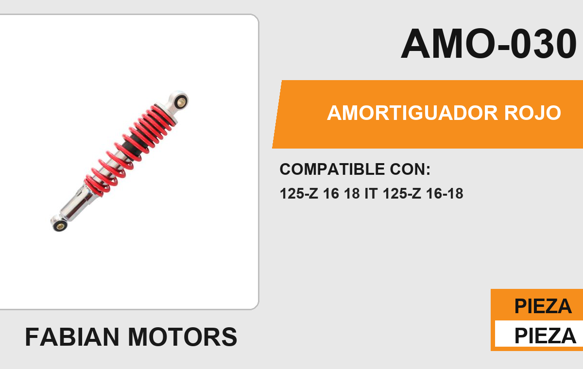 AMORTIGUADOR ROJO C/NEGRO / 315cm CON BUJE