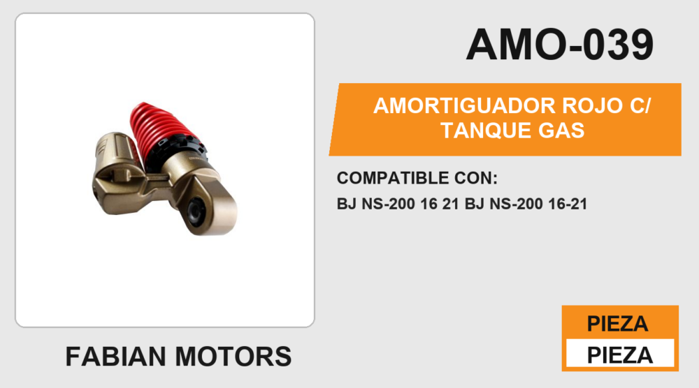 AMORTIGUADOR ROJO C/ TANQUE GAS