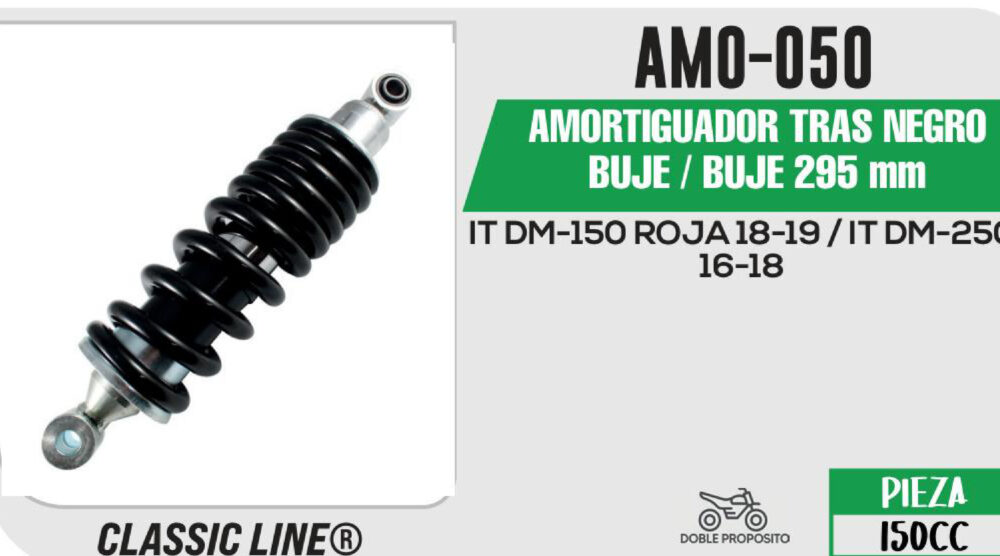 AMORTIGUADOR NEGRO BUJE 295mm