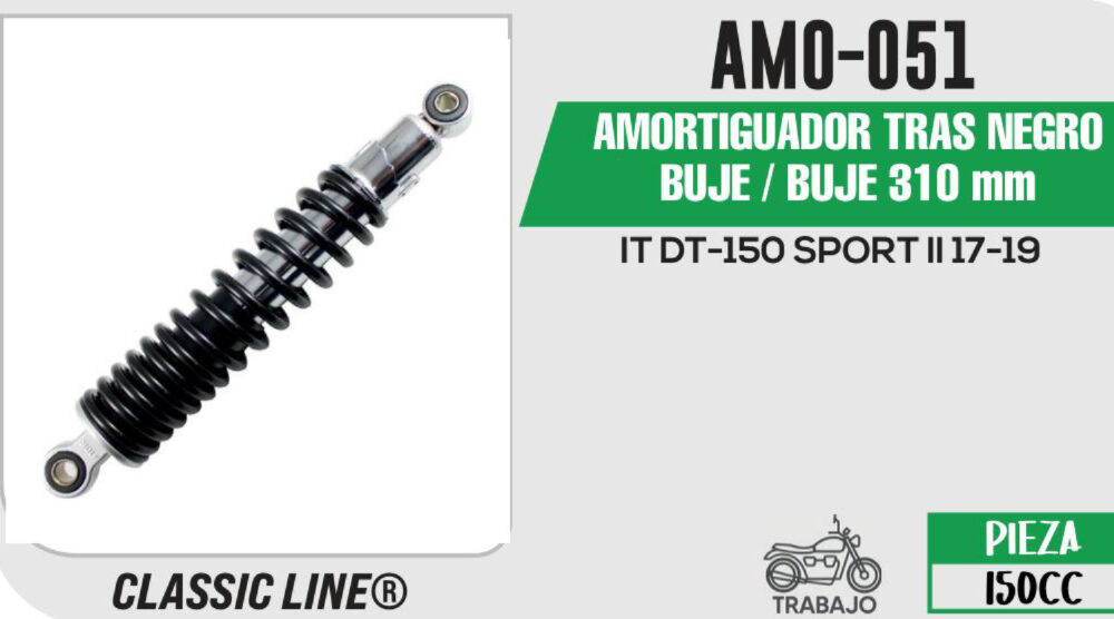 AMORTIGUADOR NEGRO BUJE 310mm