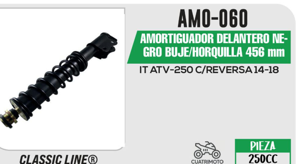 AMORTIGUADOR DELANTERO NEGRO BUJE/HORQUILLA 456mm