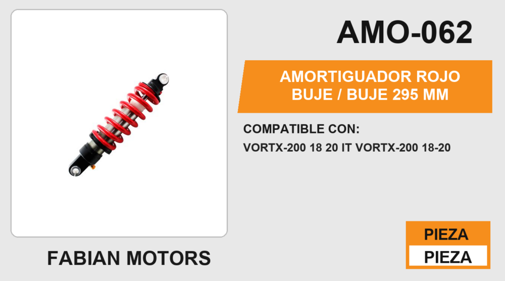 AMORTIGUADOR ROJO BUJE 295mm