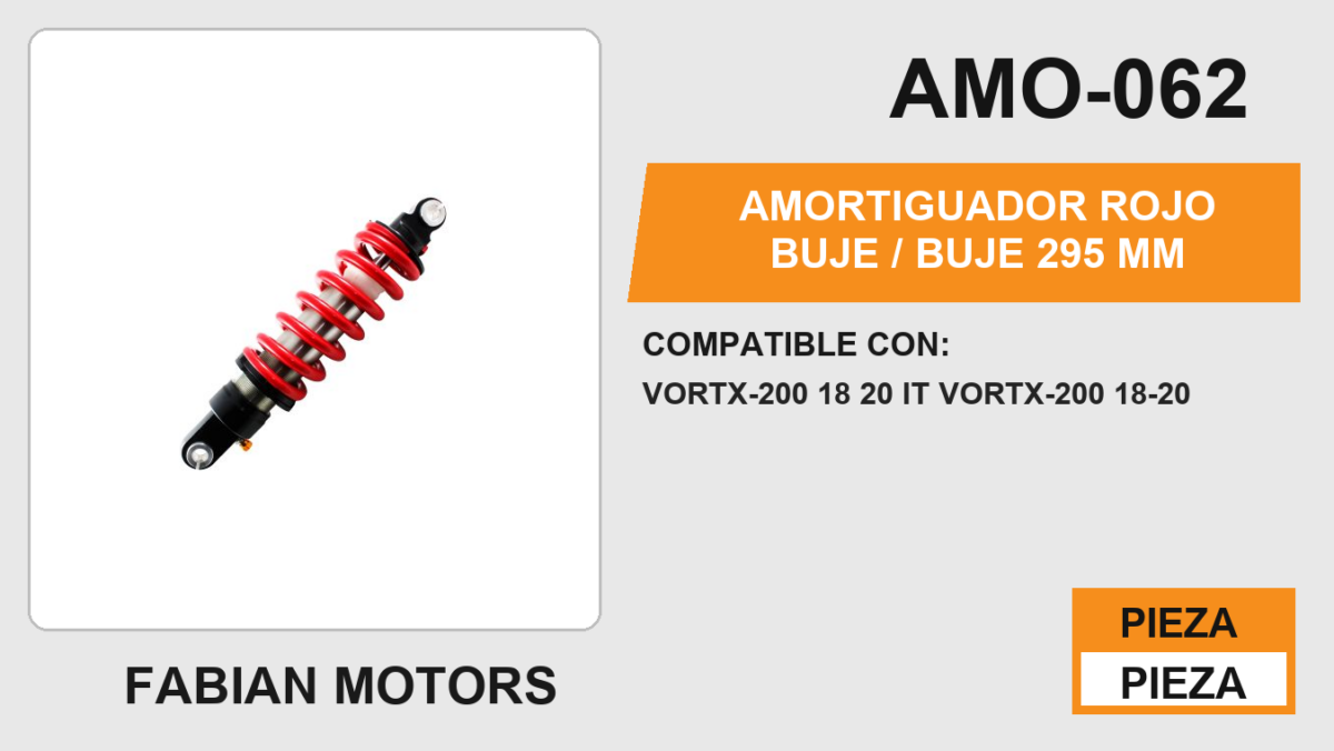 AMORTIGUADOR ROJO BUJE 295mm