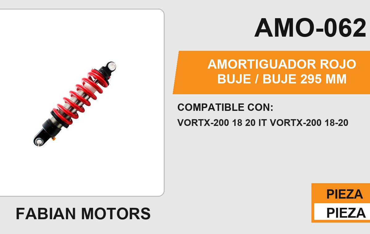 AMORTIGUADOR ROJO BUJE 295mm