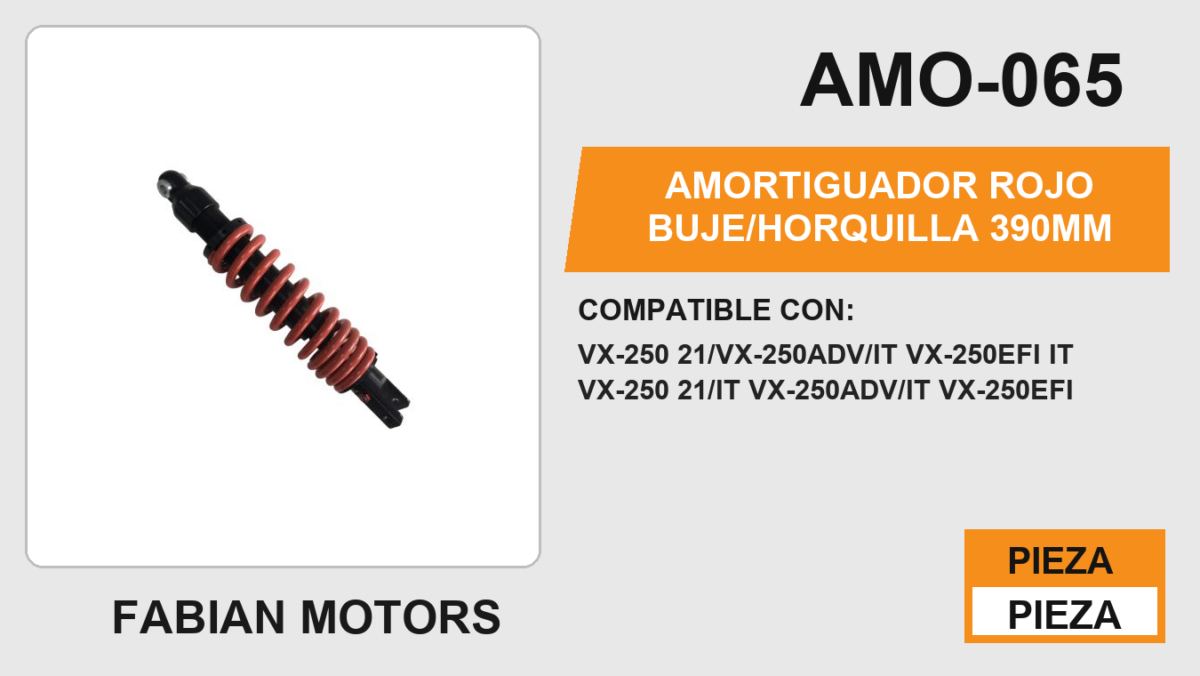 AMORTIGUADOR ROJO BUJE/HORQUILLA 390mm