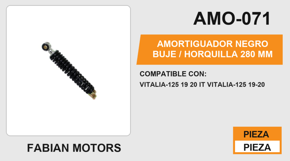 AMORTIGUADOR NEGRO BUJE / HORQUILLA 280mm
