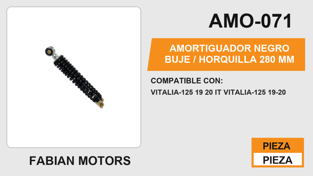 AMORTIGUADOR NEGRO BUJE / HORQUILLA 280mm