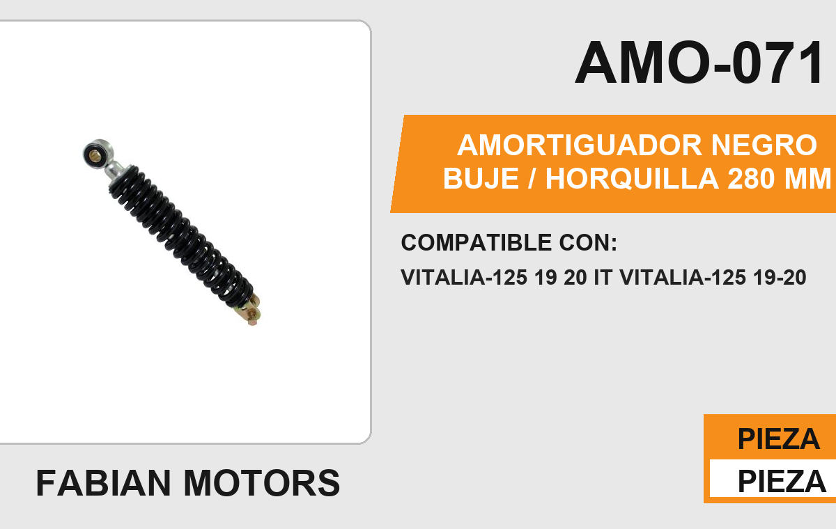 AMORTIGUADOR NEGRO BUJE / HORQUILLA 280mm