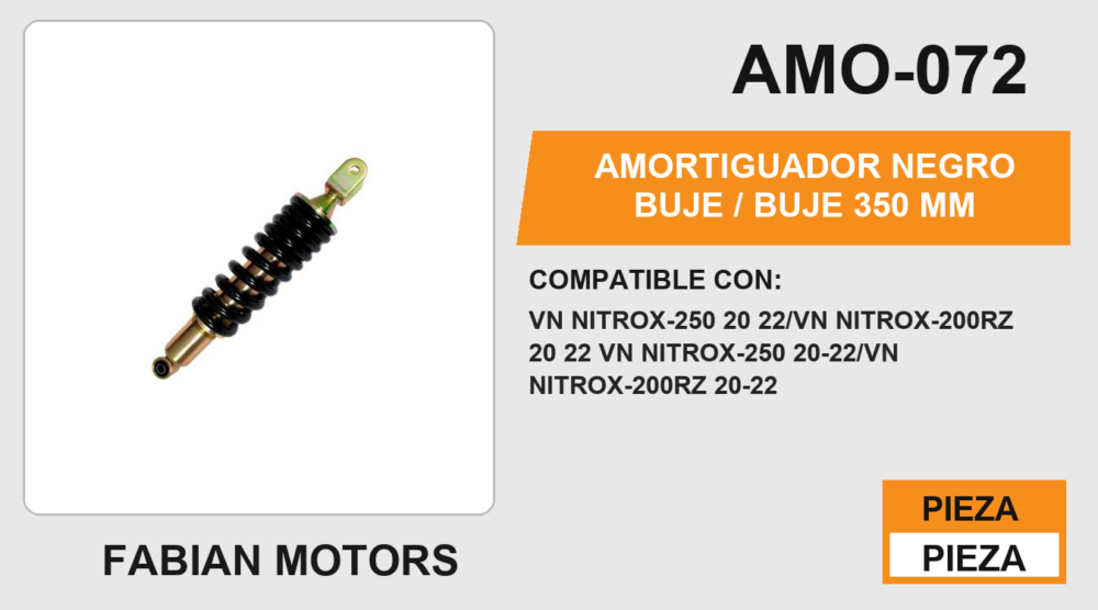 AMORTIGUADOR BUJE-BUJE 305 mm NEGRO