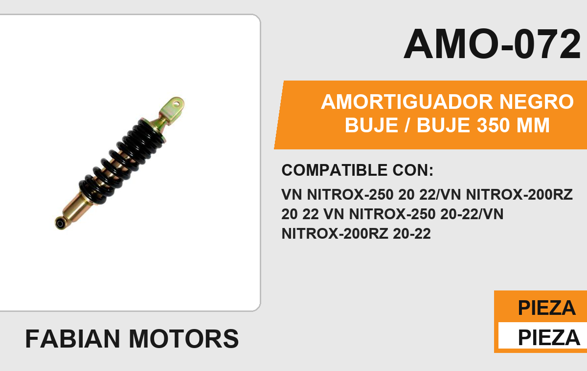 AMORTIGUADOR BUJE-BUJE 305 mm NEGRO