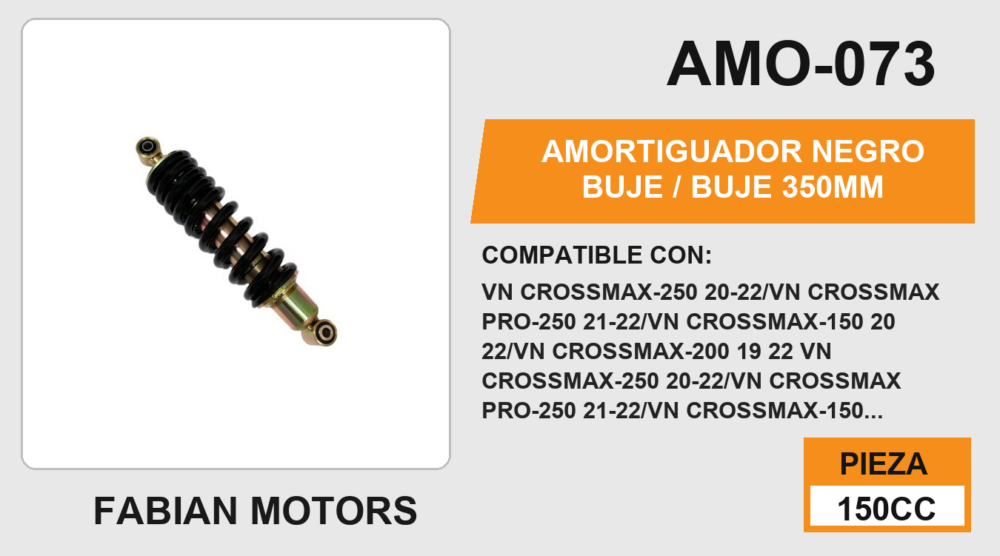 AMORTIGUADOR BUJE-BUJE 305 mm NEGRO