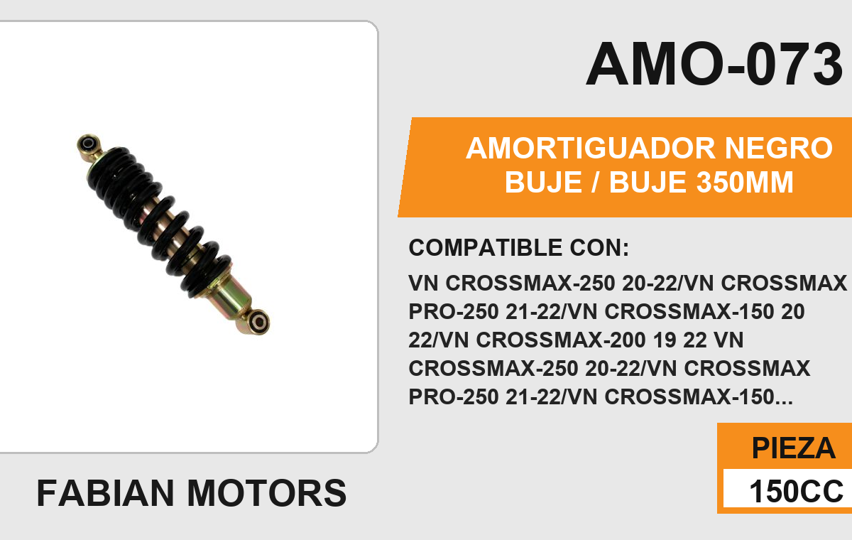 AMORTIGUADOR BUJE-BUJE 305 mm NEGRO