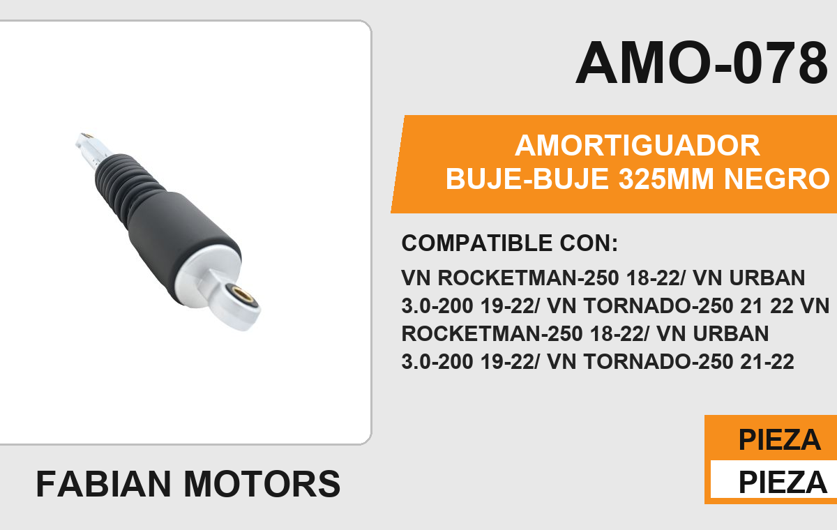 AMORTIGUADOR BUJE-BUJE 325 mm NEGRO
