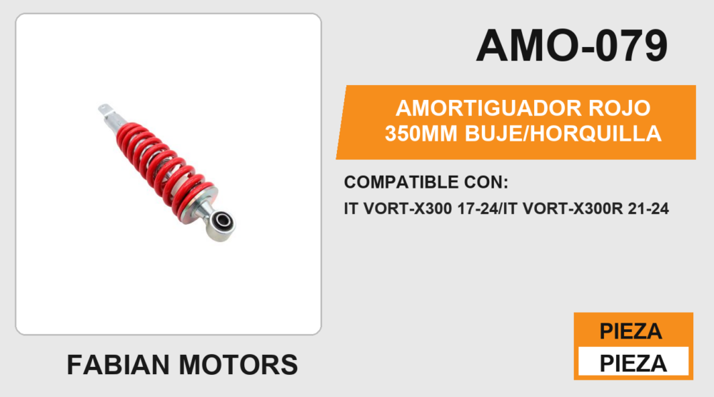 AMORTIGUADOR ROJO 350mm BUJE/HORQUILLA