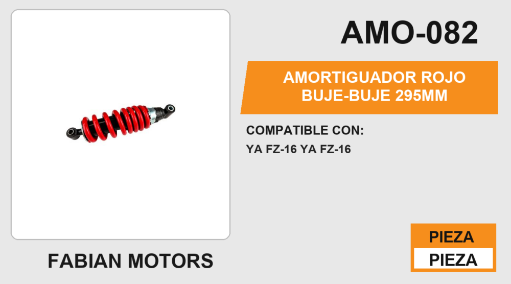 AMORTIGUADOR ROJO BUJE-BUJE 295mm